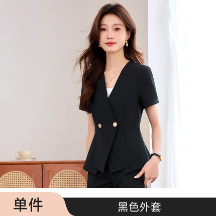 High-End Suit Suit Women's Summer Short-Sleeved Business Attire Hotel Manager Front Desk Reception Jewelry Store Gold Store Work Clothes