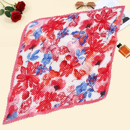 New wrinkled small square scarf female Korean imitation silk printed wrinkled small scarf Joker scarf decorative scarf wholesale
