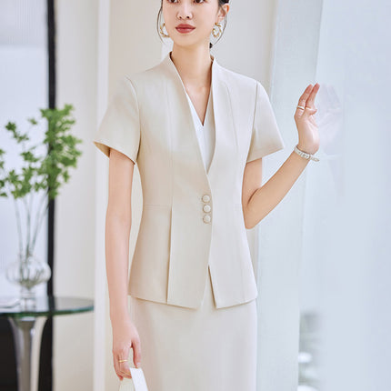 High-end Suit suit Women's Short-sleeved Summer New Tooling Hotel Front Desk Temperament Work Clothes Professional Thin Suit