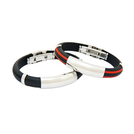 Cross-border stainless steel silicone bracelet sports arc bracelet black red European and American couples bracelet manufacturers wholesale