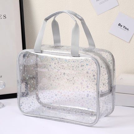 New Pvc Toiletry Makeup Brush Travel Zipper Tote Bag Cosmetic Small Star Makeup Bag Convenient and Large Capacity