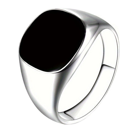 Foreign trade jewelry Europe and the United States personality simple square black oil men's ring ring