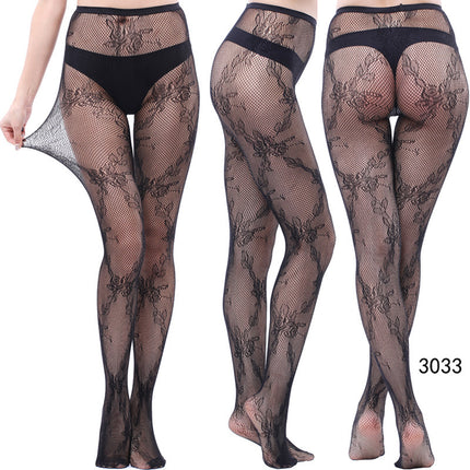 Factory In-Stock European and American Style Pantyhose, Summer Fishnet Stockings, Fashionable Girls' Sexy Patterned Jacquard Lace Hollow-Out Retro