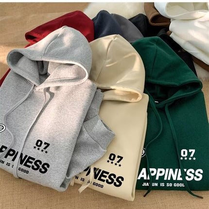Green Thickened fleece-lined Sweatshirt Jacket Men's Autumn and Winter 2024 New Loose American Ins Fashionable Hooded Boys