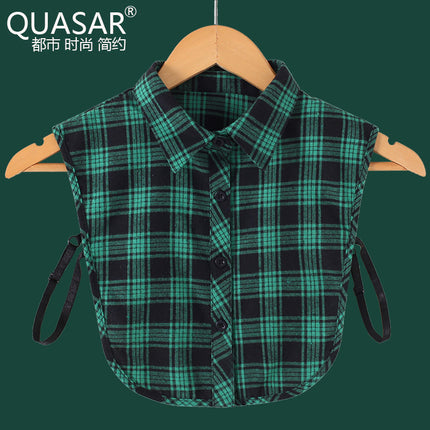 Autumn and Winter All-match Sanding Plaid Shirt Fake Collar Decorative Collar Lining Collar Thickened Women's College-style Multifunctional Collar