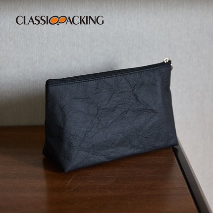 Simple Black and White DuPont Paper Storage Bag Travel Toiletries Storage Bag Portable Waterproof Zipper Cosmetic Bag