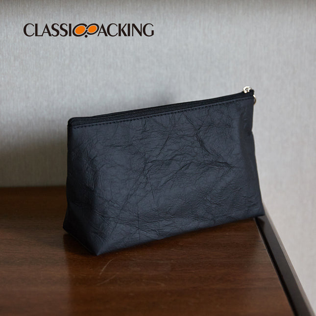Simple Black and White DuPont Paper Storage Bag Travel Toiletries Storage Bag Portable Waterproof Zipper Cosmetic Bag