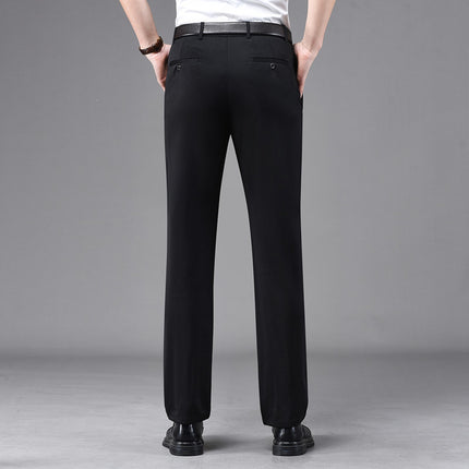 Business Casual Pants Men's Vertical Straight Dress Men's Spring and Summer Loose plus size Non-ironing Long Pants Stretch Pants