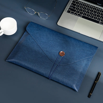 Leather File Bag A4 File Bag Briefcase Button Business Office Storage Portable Large Capacity Custom Folder