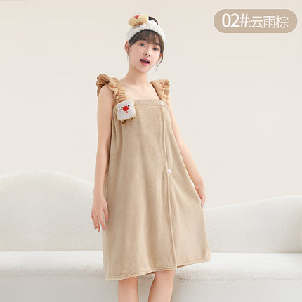 New Style Thickened Bath Towel Girls Can Wear Wrap Cotton Absorbent Quick-drying Household Nightgown Autumn and Winter Bathing Bathrobe Bath Skirt