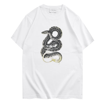 Kangli Direct Spray Trendy Brand Men's Spray Printing Alphabet Flower Snake All-match Short-sleeved Fashionable Couple Casual Vest Loose T-shirt