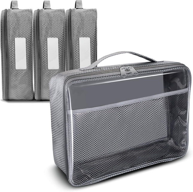 2025 Cross-Border New Product Amazon Factory Direct Sale Pvc Zipper Mesh Storage Bag Set for Travel Storage