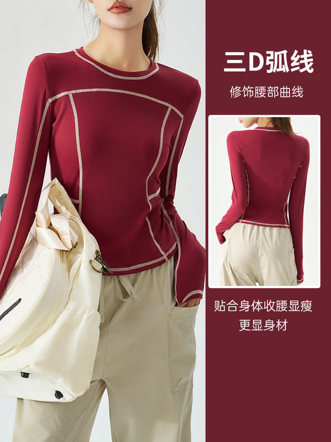 2026 Autumn New Trendy Brand Same Style Stitched Sports Long Sleeve Women's Slim Fit Inner Layer Trendy T-Shirt Lulu Yoga Wear