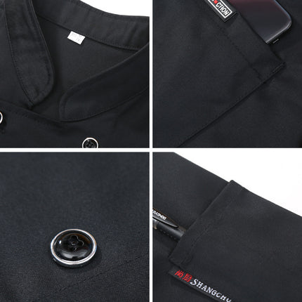 High-end Polyester Cotton Chef Clothes for Men and Women Hotel Work Clothes Thickened Breathable Kitchen Catering Cake Hot Pot Kitchen Clothes Uniform
