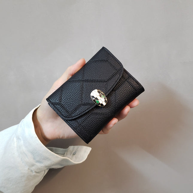 Ins New Snakehead Women's Wallet Women's Short Coin Purse Card Bag Anti-degaussing Fashion Wallet Trend Foreign Trade Hot