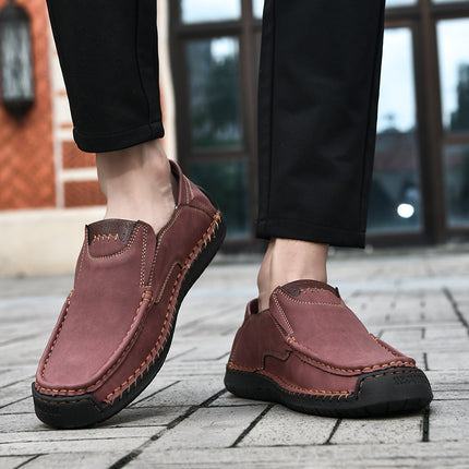 Spring and Autumn New Cross-Border Doudou Shoes Men's Oversized Loafers Foreign Trade Hand-Sewn Business Casual Shoes