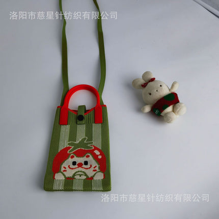 Girl's Heart-Shaped Knitted Crossbody Bag