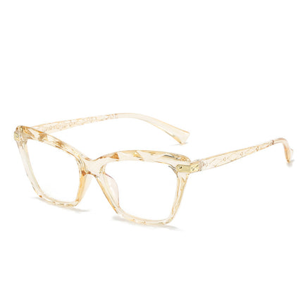 Anti-blue light cat's eye crystal multi-cut glasses frame European and American 2025 new glasses frame fashion flat mirror