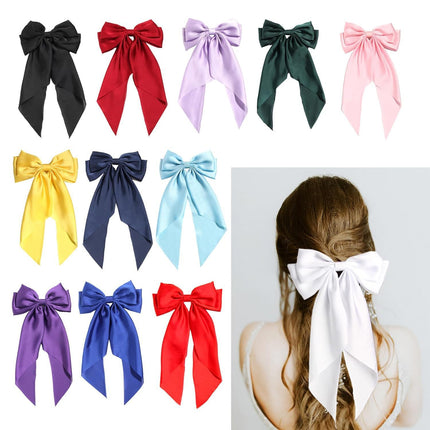 Yang Zi's Same Style Large Retro Ribbon Bow Hairpin for the Back of the Head, Super Fairy Elegant Hairpin Spring Clip Hair Accessory