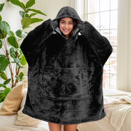 Hooded Blanket Hoodie Blanket Cross-Border Flannel Thickened Lamb Fleece Robe Fleece Pullover Tv Blanket