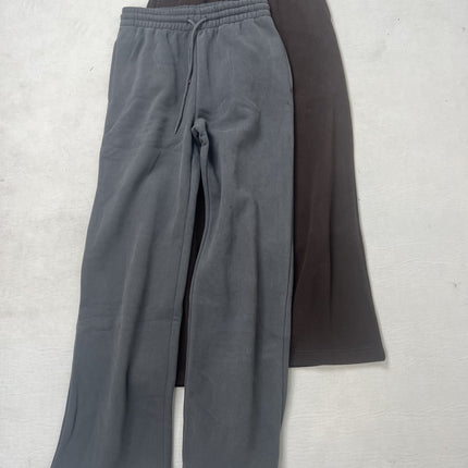 Women's Aritz Coffee-Colored Lead Gray Elastic Waist Autumn and Winter Fleece-Lined Warm Comfortable Straight-Leg Casual Sweatpants