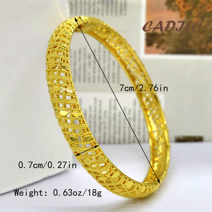 CADILO Copper Opening Bracelet Middle East 24K Gold Plated Women Fashion Bracelet European American Nigeria Bracelet