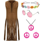 Pink jewelry + khaki tassel / S