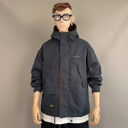 Trendy Men's Autumn and Winter Autumn Clothes Waterproof Jacket Men's American Style Splicing Color Men's Outdoor Mountaineering Jacket