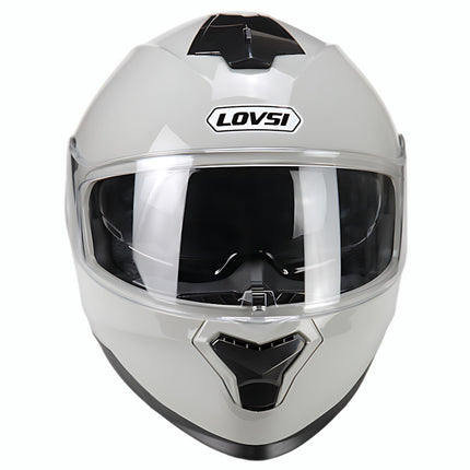 Dot Certified Winter Motorcycle Helmet Gray Dual Lens Four-Season Helmet Men's and Women's Winter Safety Helmet Full-Face Helmet
