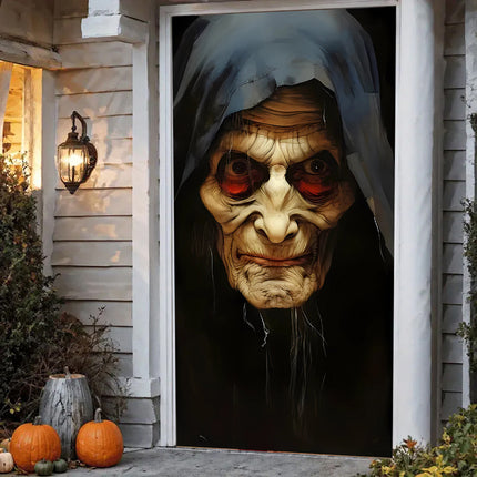 Cross-Border New Halloween Background Cloth High-End Atmosphere Door Cover Holiday Indoor Door Decoration Hanging Cloth Door Width Customization