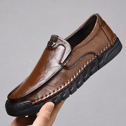 Doug Shoes Men's 2022 New Slip-on Lazy Loafers Men's Black Handmade Online Casual Leather Shoes