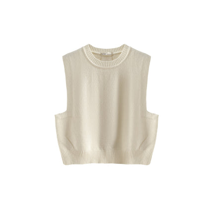 Designer Niche Western-style Rear Opening Shell Decoration Vest Women's Stacked Wool Vest Vest