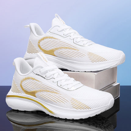 2025 new flying woven shoes breathing foot chip magnetic shock massage sports men's functional breathable fitness running shoes women