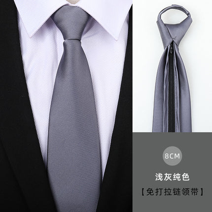 Dress Business Tie Men's and Women's Groom Wedding Black Zipper Korean Narrow No Lazy Striped Bow Tie Plaid