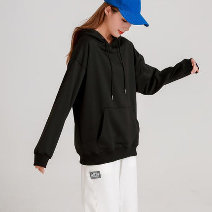 American fashion brand 260g pullover casual loose hooded sweater dopamine solid color heavy shoulder hoodie in spring and autumn