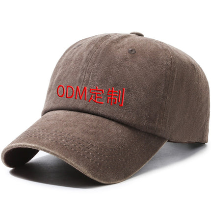 Cross-Border Baseball Cap Pure Cotton Washed Retro Distressed Solid Color Light Plate Hat Men's Plus Picture Plus Word Soft Top Peaked Cap