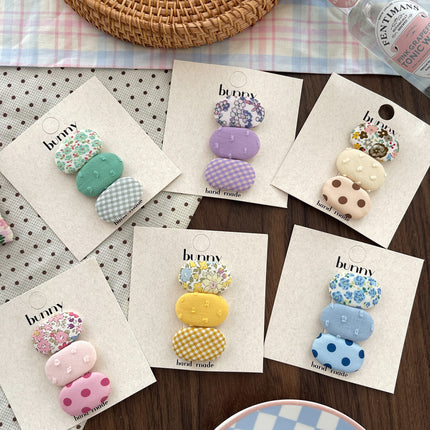 Korean-Style Fabric Children's Hair Accessory Small Oval Floral Bb Clip Fresh Versatile Baby Hairpin Hair Ornament Bangs Hair Clip