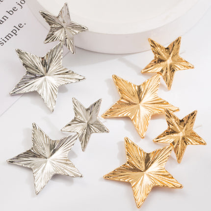 Cross-border fashion simple atmosphere earrings geometric love stars multi-layer earrings s925 silver needle exaggerated niche earrings