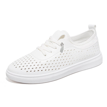 Summer White Shoes Women's Flat Breathable Casual Sneakers 2024 New Soft Sole Comfortable Hollow Breathable Women's Shoes Trendy