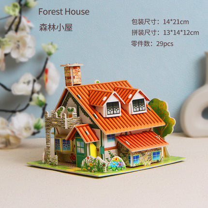 Paper 3D Stereo Puzzle Education School Model DIY Handmade Kidsren's Educational Toys Girls Kindergarten Wholesale