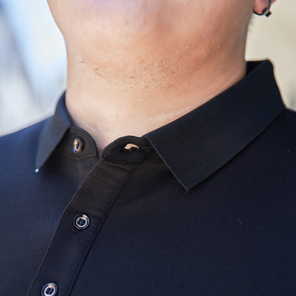 Fat guy lapel long-sleeved T-shirt men's plus size polo shirt fat youth autumn T-shirt bottoming shirt