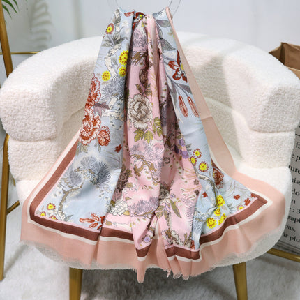 Fashion Printed Wool Scarf 80 Count Worsted Warm Large Shawl Thin Neck Protector Scarf for Mom Autumn and Winter New Products