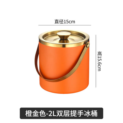 Amazon Stainless Steel Double-Layer Ice Bucket Bar Champagne Red Wine Beer Commercial Ice Bucket Stainless Steel Bucket