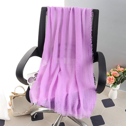 New Spring and Summer Fashion Cotton and Linen Solid Color Headscarf Beach Towel Sun Protection Large Size Silk Scarf Shawl for Women