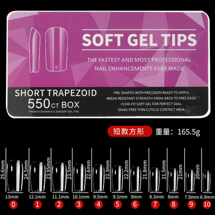 Cross-border nail transparent glossy nail patch fake finger ultra-thin seamless nail patch 550 pieces/boxed porcelain white box nail patch
