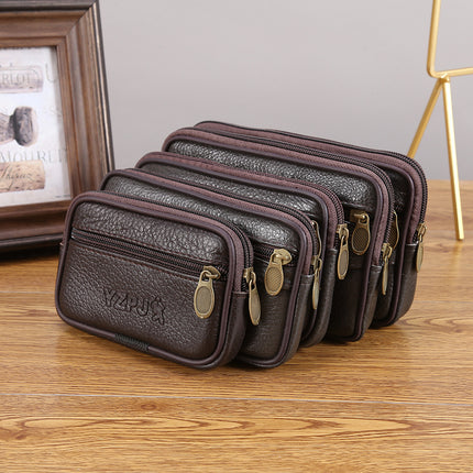 Manufacturers wholesale men's new waterproof mobile phone waist bag wear belt cowhide multi-functional elderly change key bag