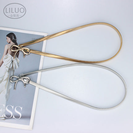 New Simple Elegant Bow Elastic Thin Belt Accessories Metal Waist Chain with Skirt Trouser Chain Women's Thin Wholesale