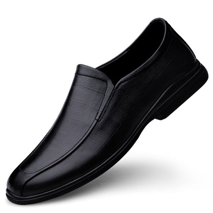 2024 First-Layer Cowhide Men's Casual Leather Shoes, Middle-Aged Style, Soft Sole, Breathable and Comfortable Dad Shoes, Trendy Office Leather Shoes