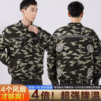 Upgraded four fan air conditioning clothes men's rechargeable refrigeration clothes with fan men's and women's work clothes