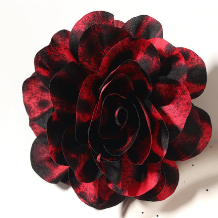 Fashion Fabric Leopard Print Camellia Hair Clip European and American Style Personality Girls' Back of the Head Flower Hair Clip Hair Accessory